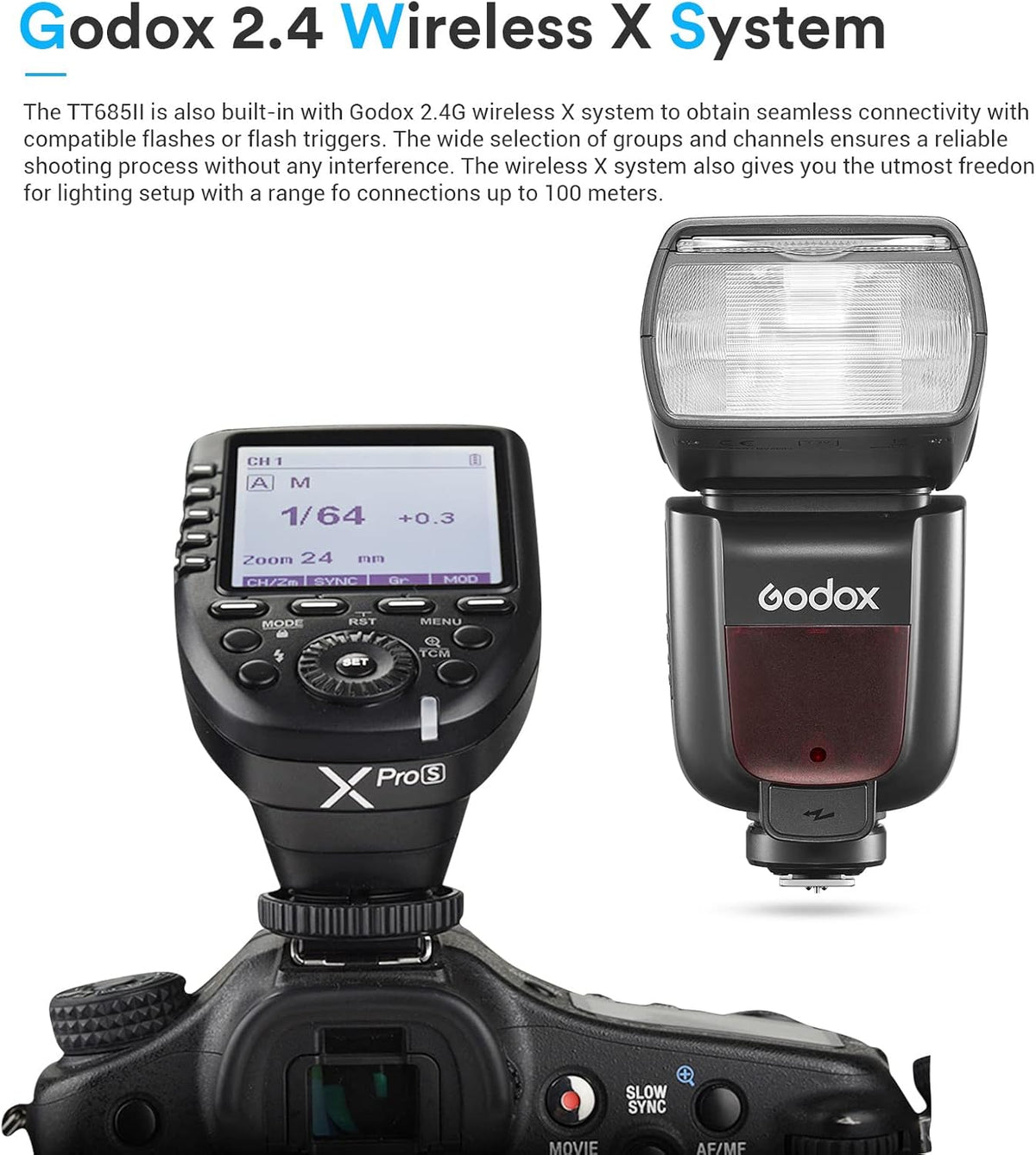 TTL Flash GN60 2.4G Wireless Camera Flash Speedlite W693