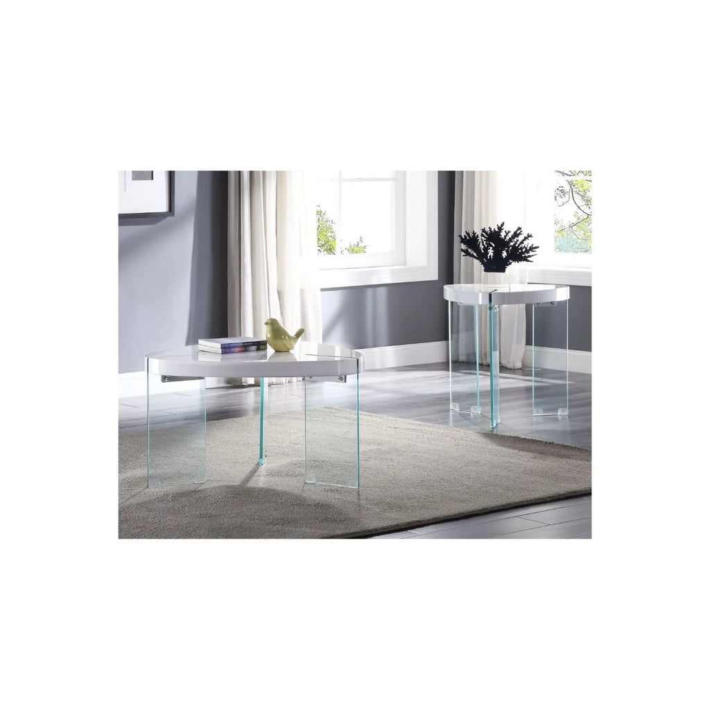White High Gloss & Clear Glass Coffee Table G32263