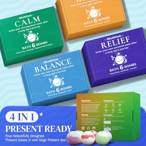 24 Pcs Bath Bombs Set with 6 Scents Q824448