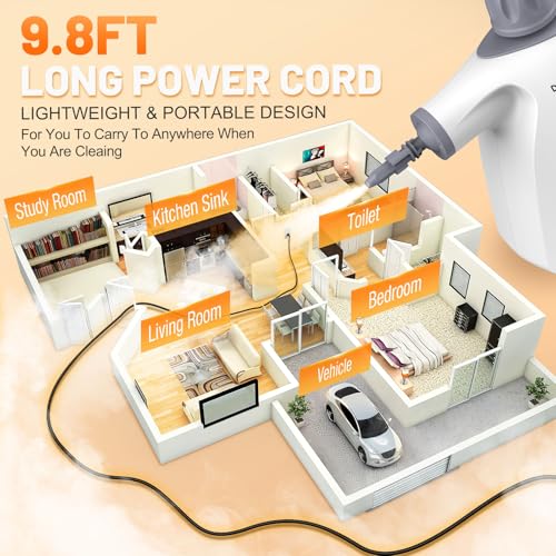 15.2OZ Handheld Pressurized Steam Cleaner with 11-Pieces Accessories F886053