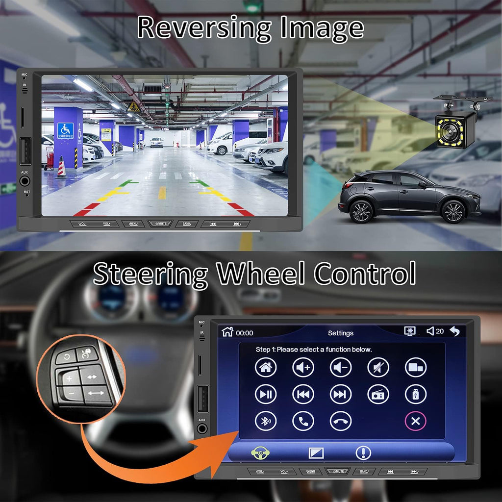 Double Din 7 Inch Touch Screen Car Stereo with Backup Camera S698716