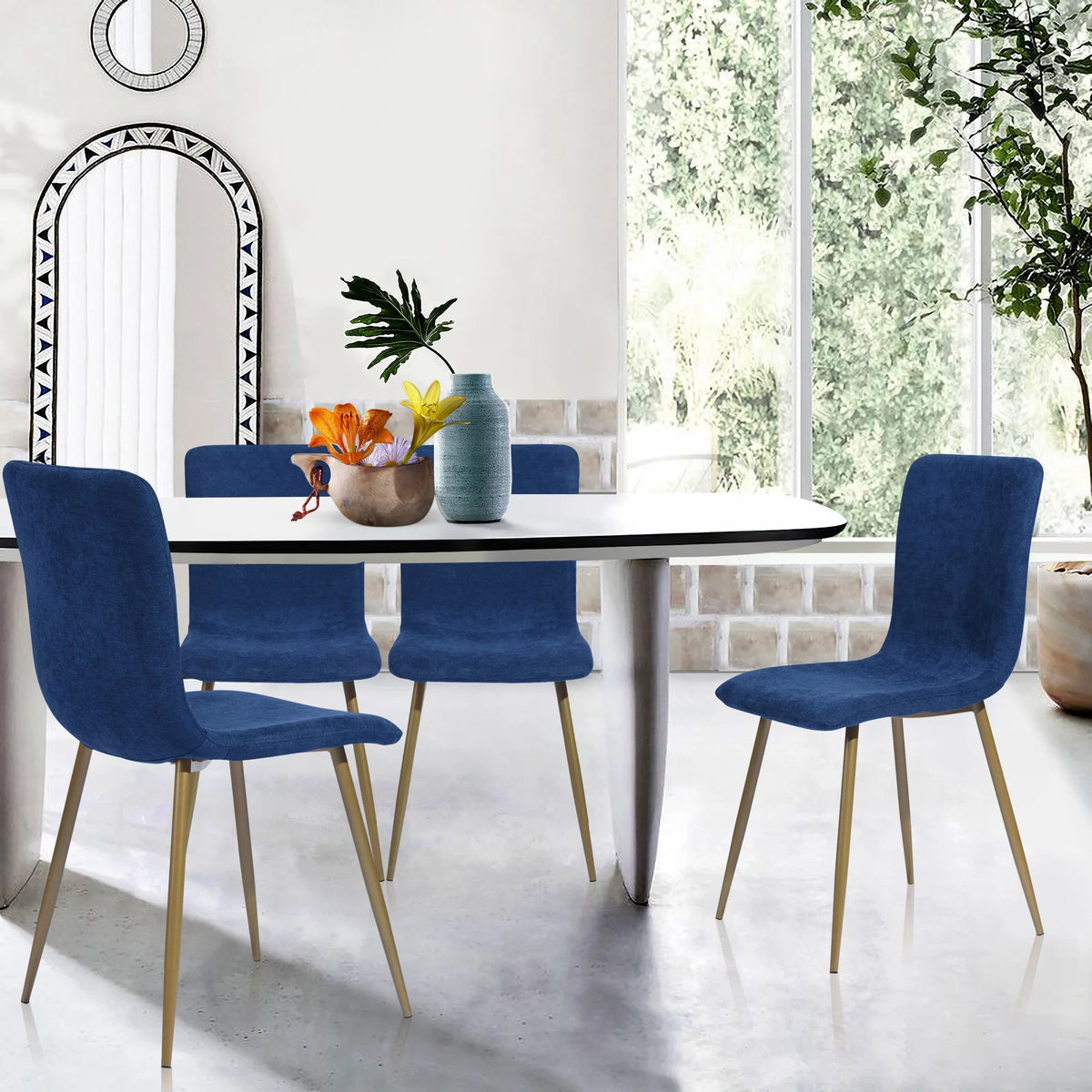 Navy Blue Velvet Dining Chairs Set of 4 Y42277