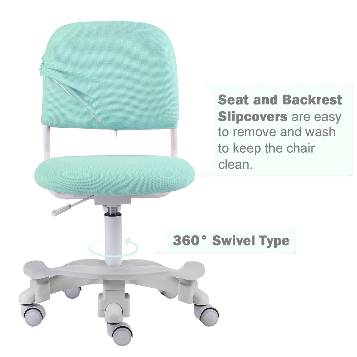 Green Adjustable Kids Desk Chair with Footrest and Lumbar Support E904