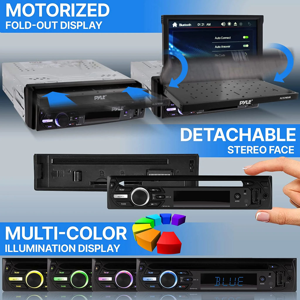 Car Stereo Video Receiver with Fold-Out Touchscreen Display Q7217