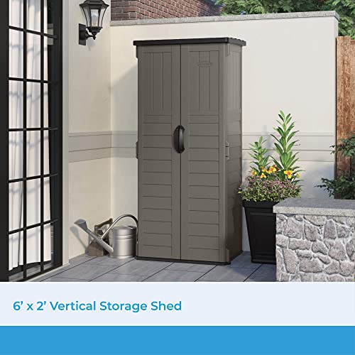22 Cubic Ft. Vertical Resin Outdoor Storage Shed with Lockable Double Doors C6241