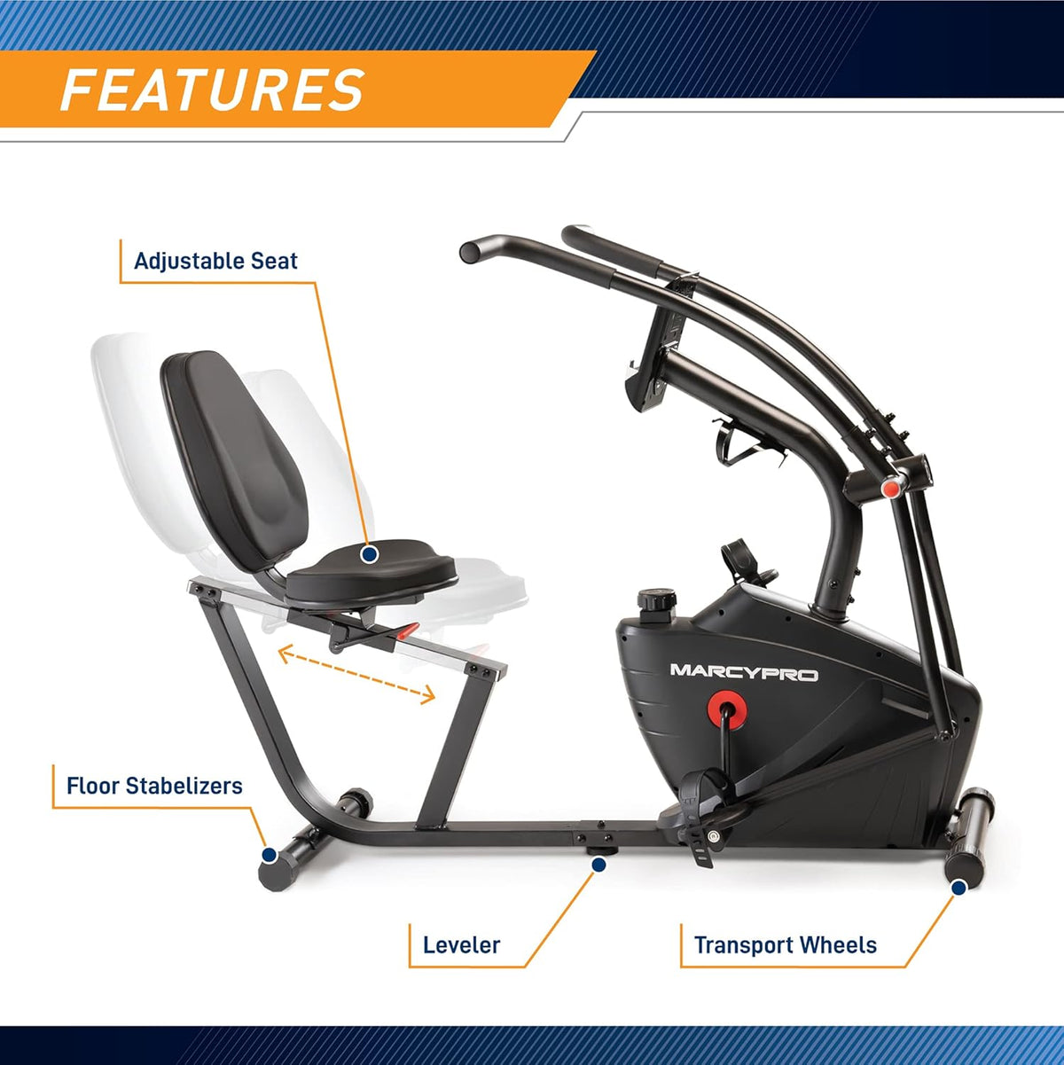 Dual Action Recumbent Exercise Bike with Arm Exercisers B70319