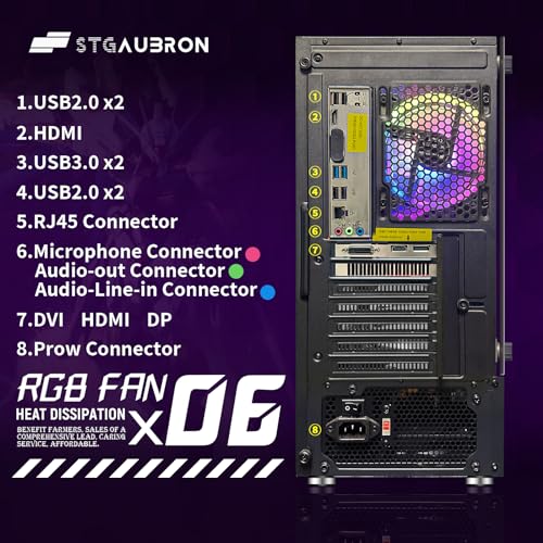 Gaming PC Desktop, GeForce RTX 2060 Super 8G, Intel Core I7 8th up to 4.1GHz, 16G DDR4, 1T SSD, WiFi 6, RGB Fan x6, Windows 11 Home O68831
