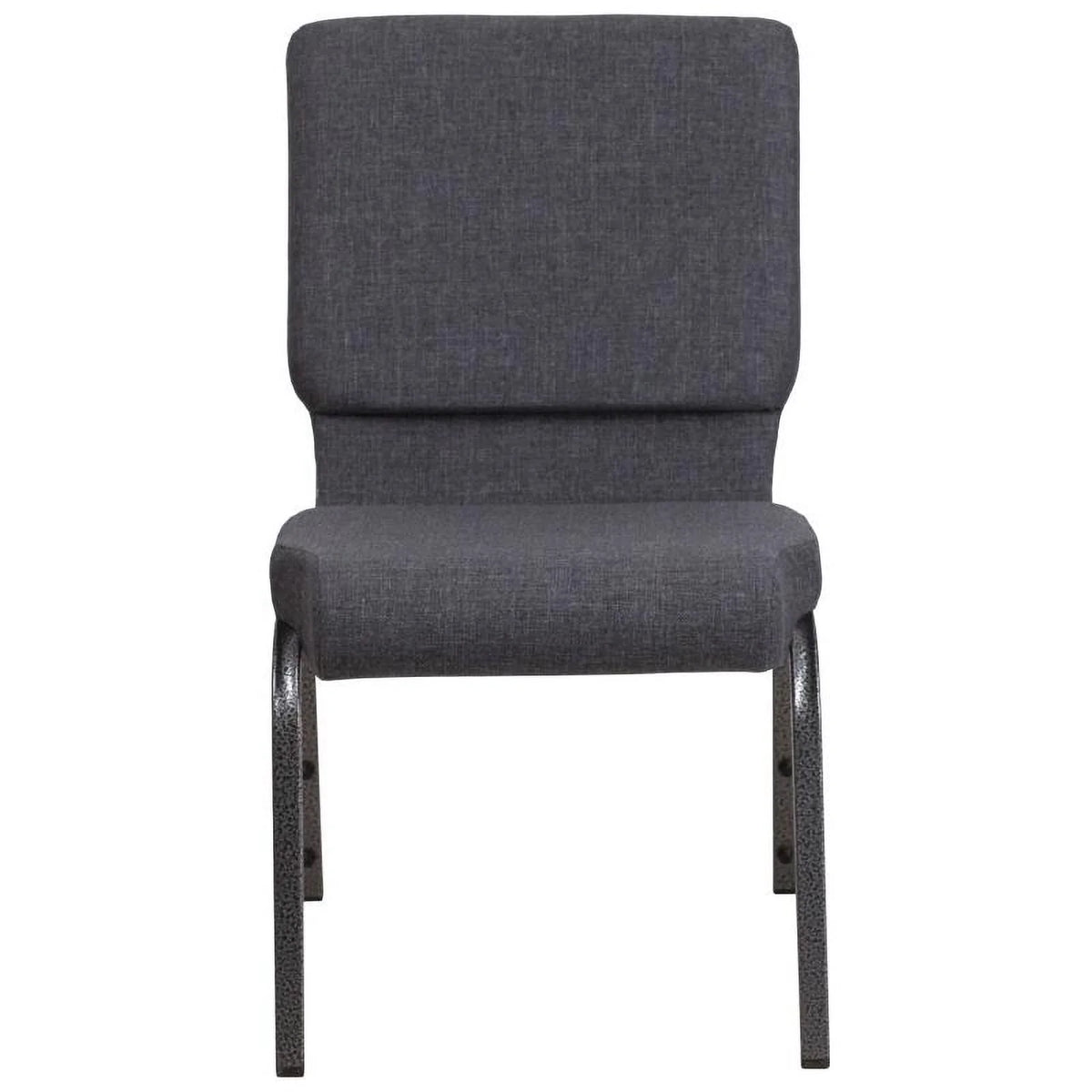 Dark Gray Fabric Stackable Church Chair with Book Pouch R7293