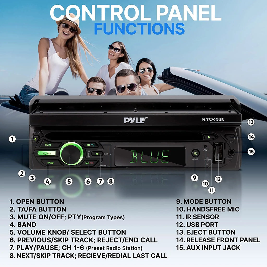Car Stereo Video Receiver with Fold-Out Touchscreen Display Q7217