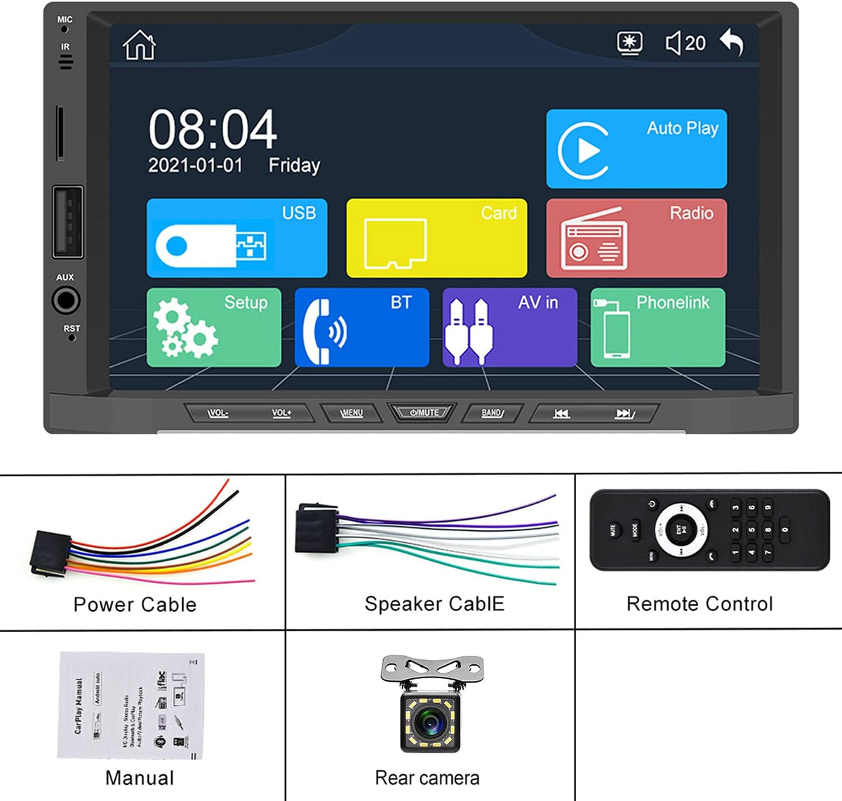 Double Din 7 Inch Touch Screen Car Stereo with Backup Camera S698716