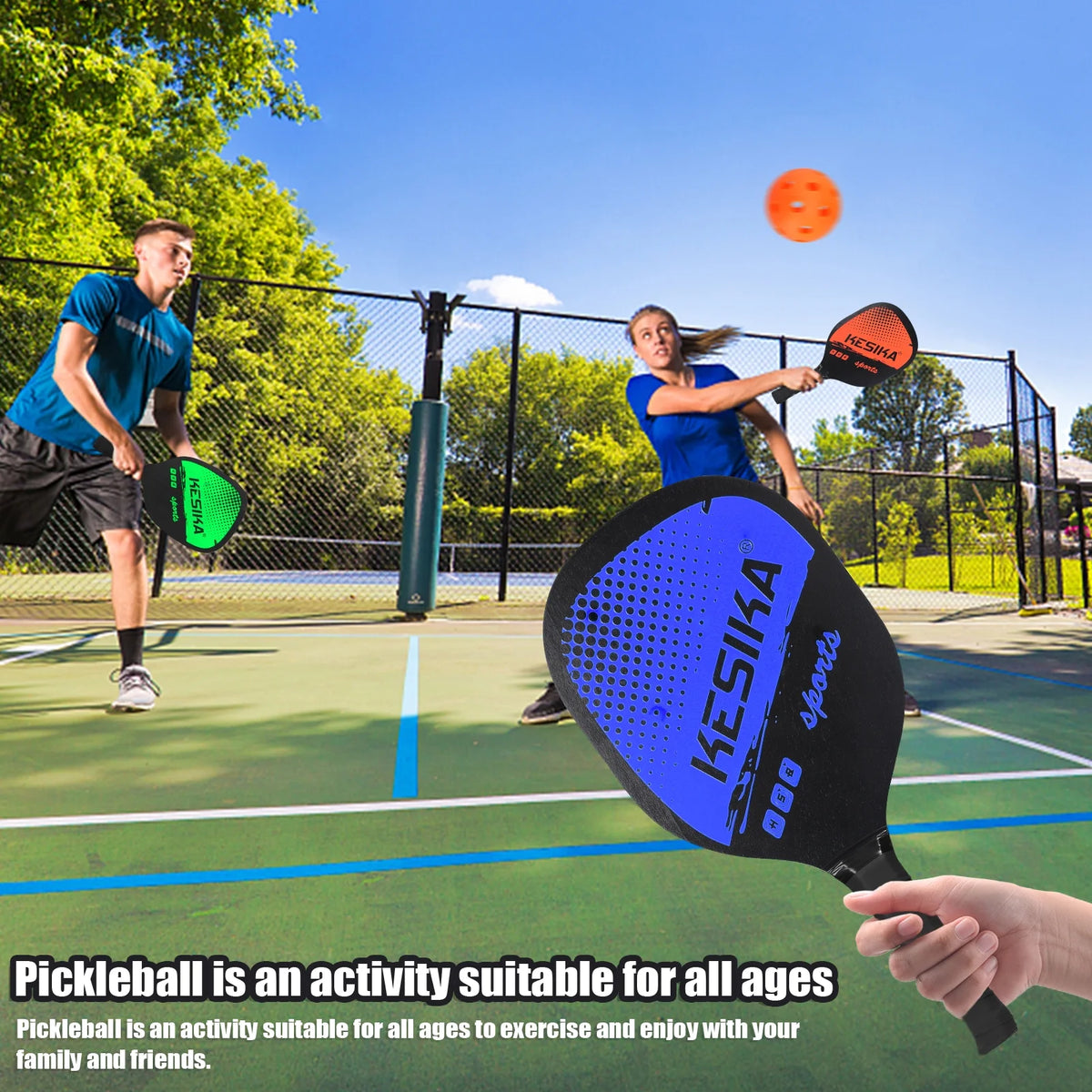 Pickleball Paddle Set 2 Rackets & 4 Balls with Carrying Bag C762