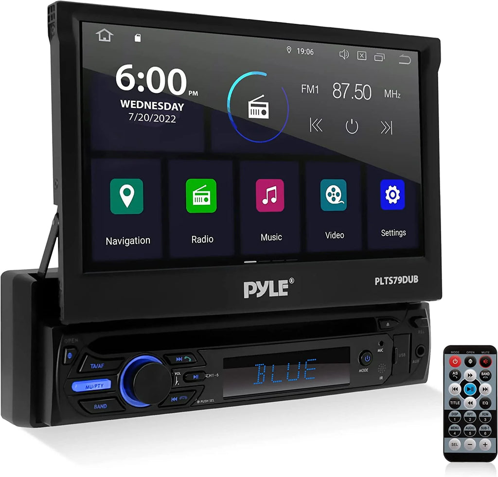 Car Stereo Video Receiver with Fold-Out Touchscreen Display Q7217