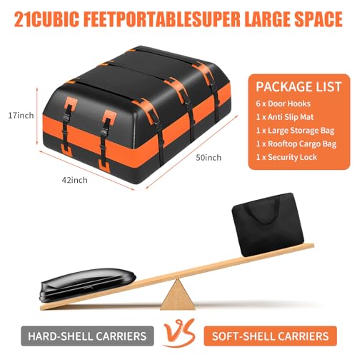 21 Cubic Feet 100% Waterproof Heavy Duty 840D Rooftop Cargo Bag with Anti-Slip Mat S992