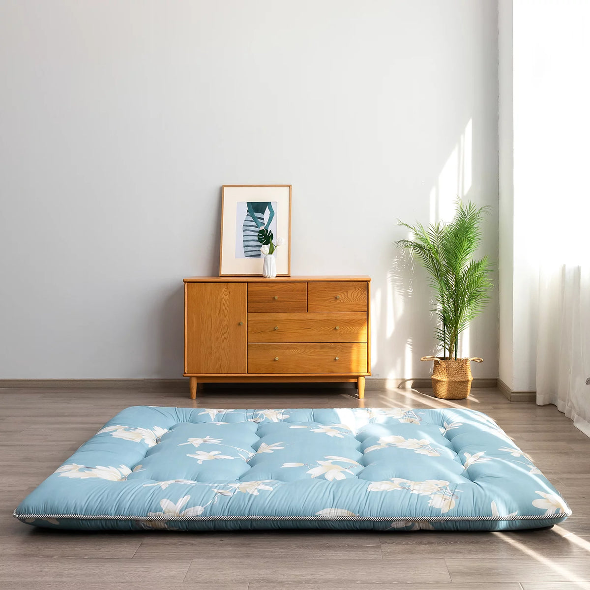 Floral Design Twin Size Japanese Floor Mattress G380