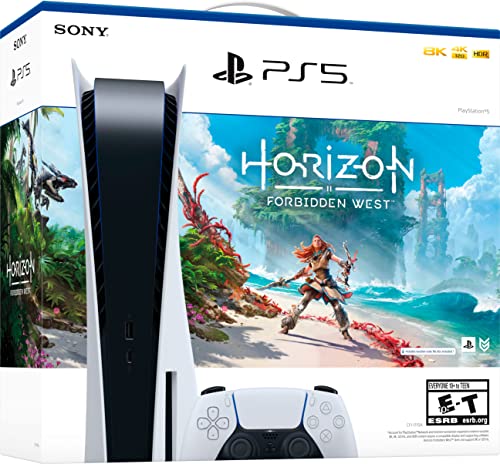 Playstation 5 Disc Version Console Horizon Forbidden West Bundle - 4K-TV Gaming, 16-GB GDDR6 RAM, 8K Output, WiFi 6, 825GB SSD E821784