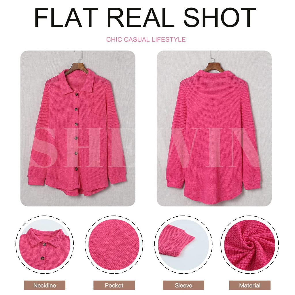 Pink Oversized Waffle Knit Shacket Z21898