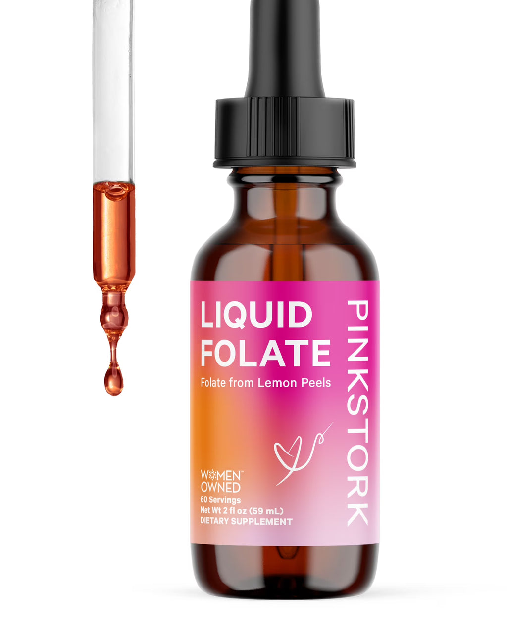 Liquid Folate Vitamin B9 with Vitamin C, 2 oz V8455