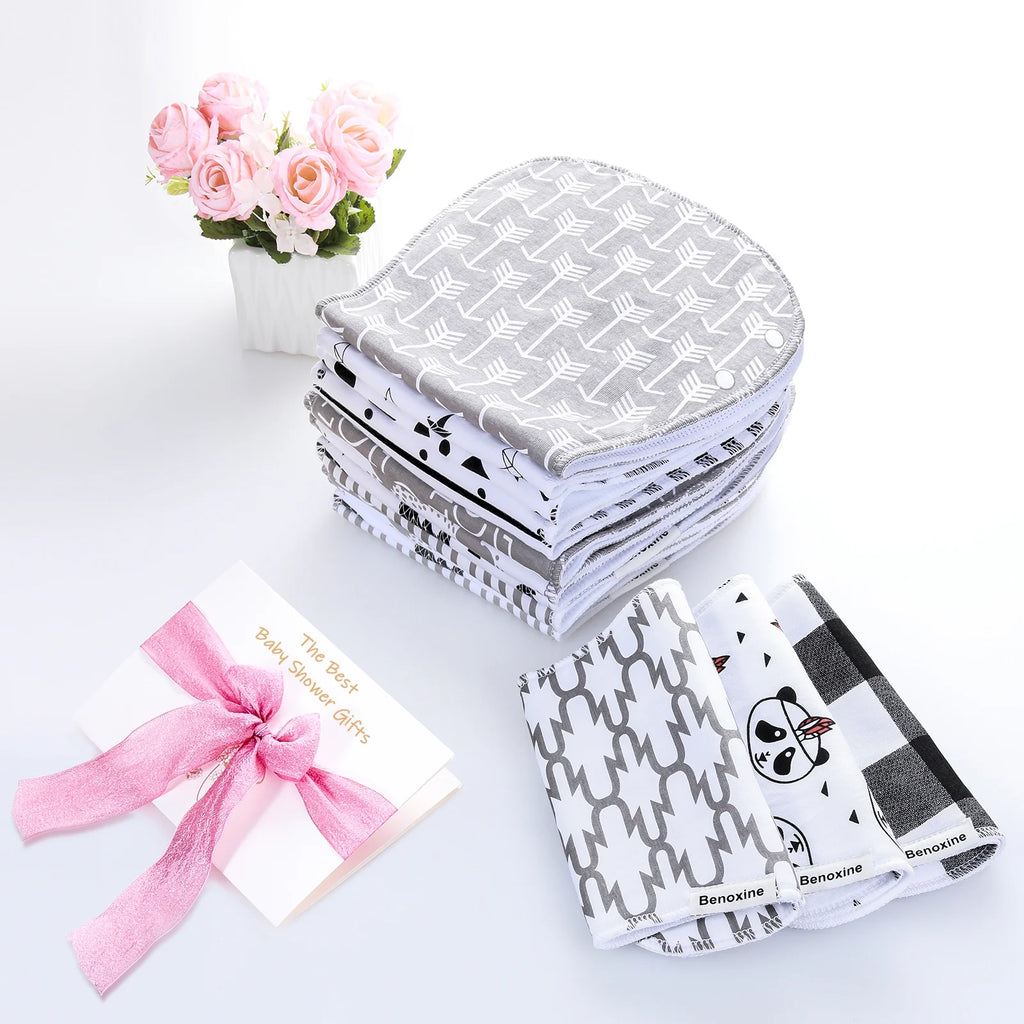 12-Pcs Animal Pattern Burp Cloths and Baby Bibs D66754