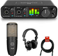 2x2 USB Audio Interface with Condenser Mic, Headphones & XLR Cable Bundle L79206