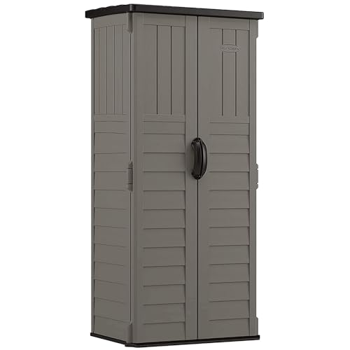 22 Cubic Ft. Vertical Resin Outdoor Storage Shed with Lockable Double Doors C6241