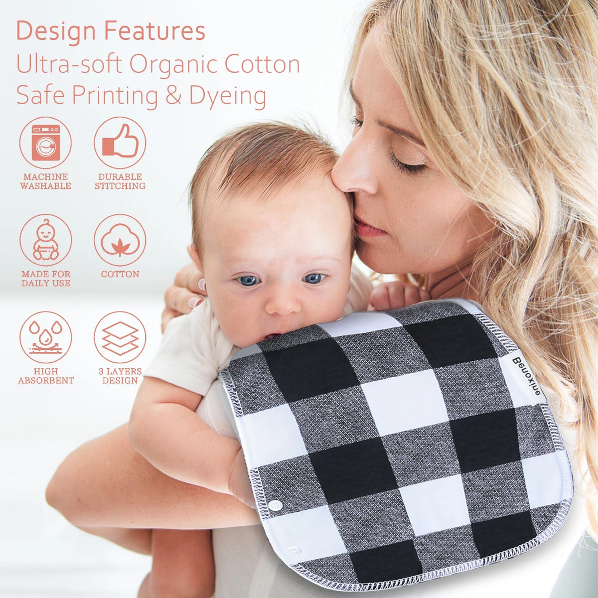 12-Pcs Animal Pattern Burp Cloths and Baby Bibs D66754