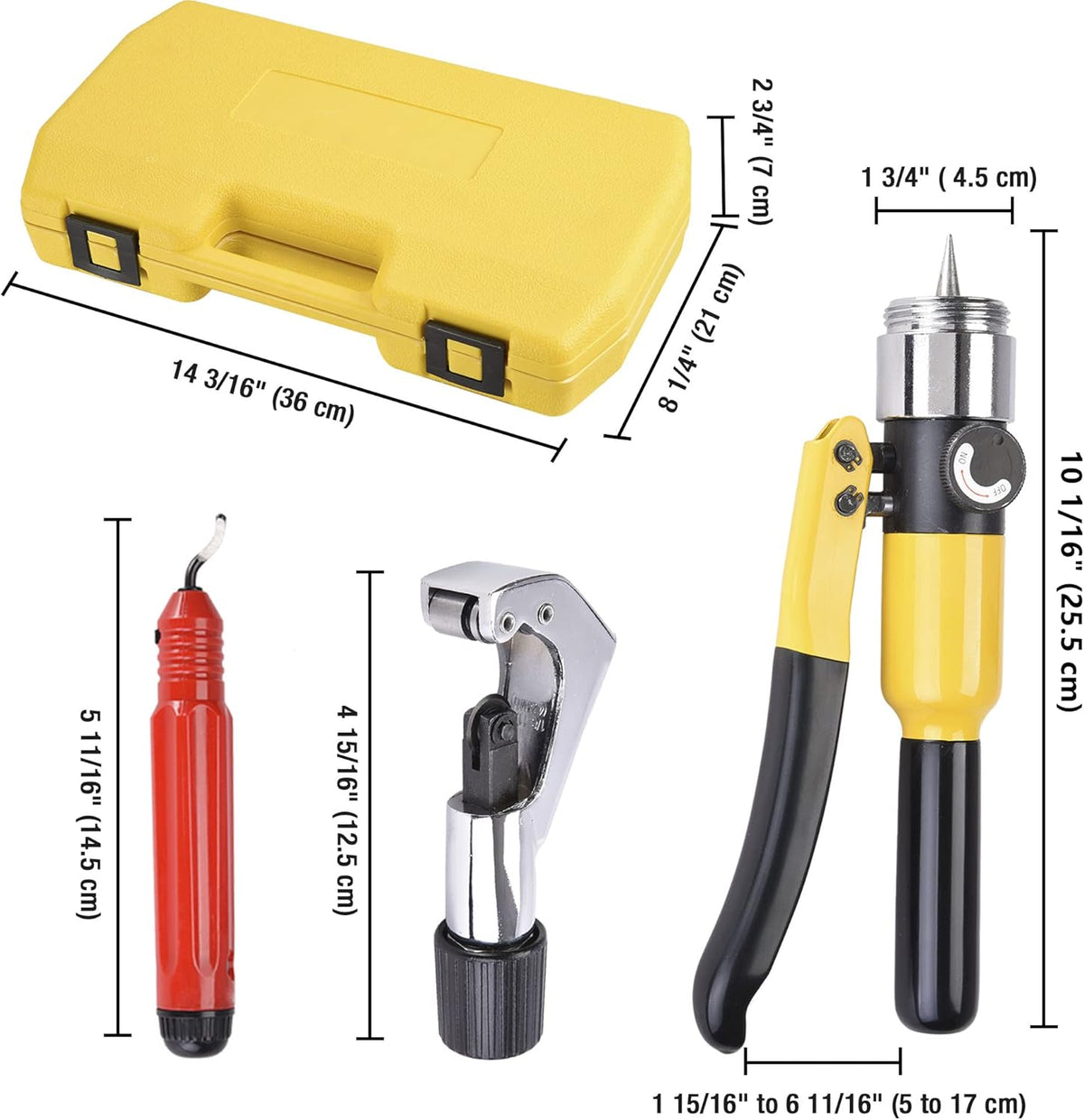Hydraulic Tube Expander Swaging Tool Kit with Case J23133