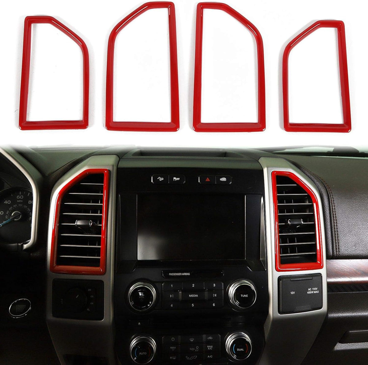 ABS Red 4pcs Central Control Frame Trim V288263