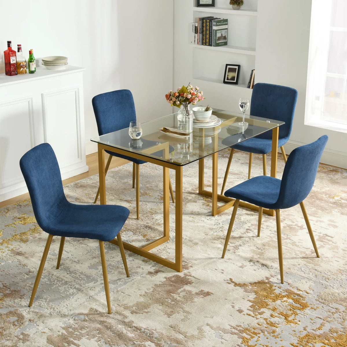 Navy Blue Velvet Dining Chairs Set of 4 Y42277