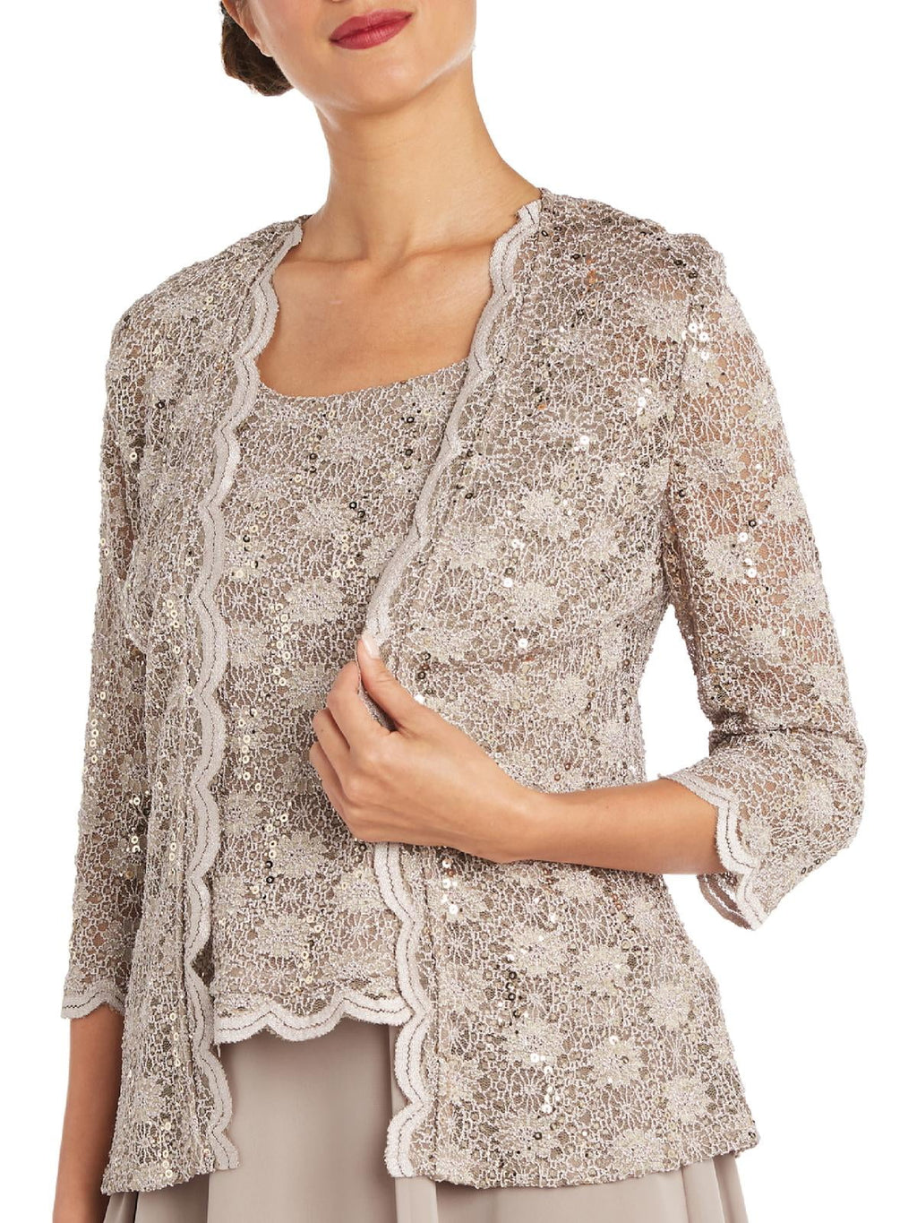 2 Piece Lace Dress and Jacket Set V7072