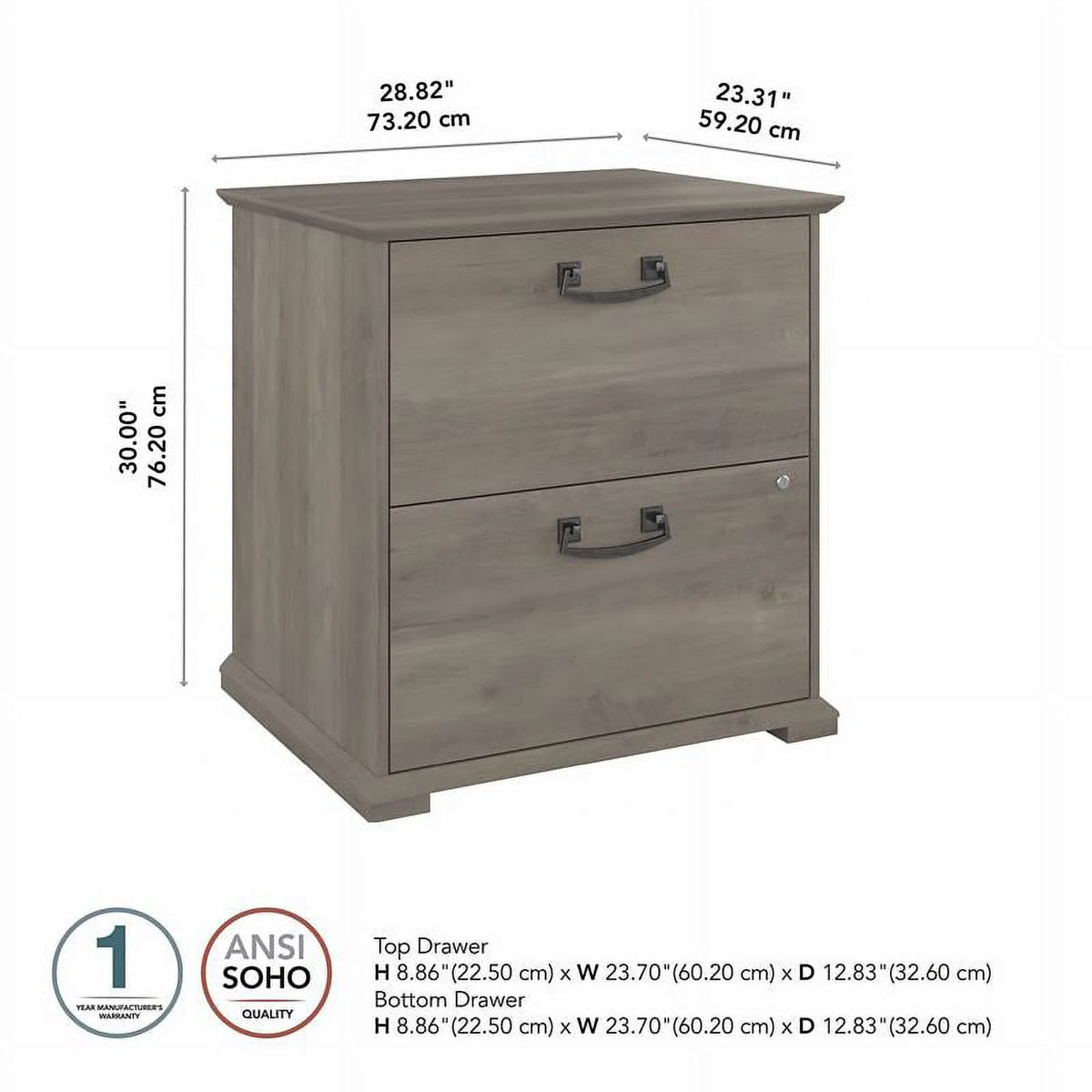 Driftwood Gray Engineered Wood Lateral File Cabinet Q26264