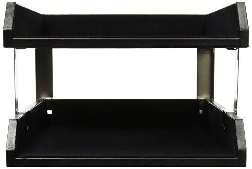 Black Leather Front Load Letter Trays with Gold Stacking Posts E2614