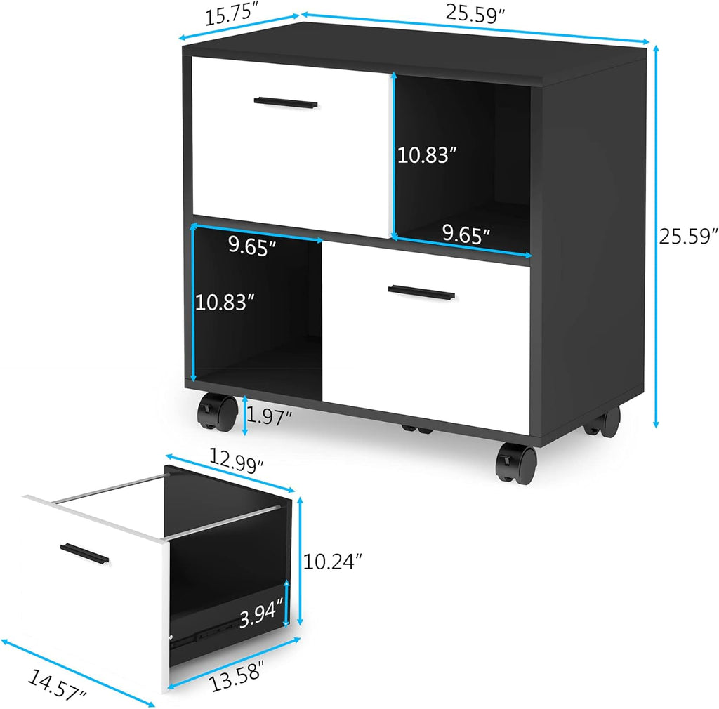 2 Drawer Wood File Cabinet with Wheels K627260