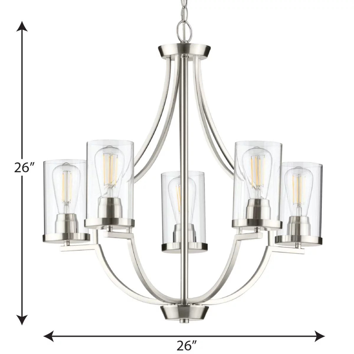 Brushed Nickel Clear Glass Modern Chandelier M40577