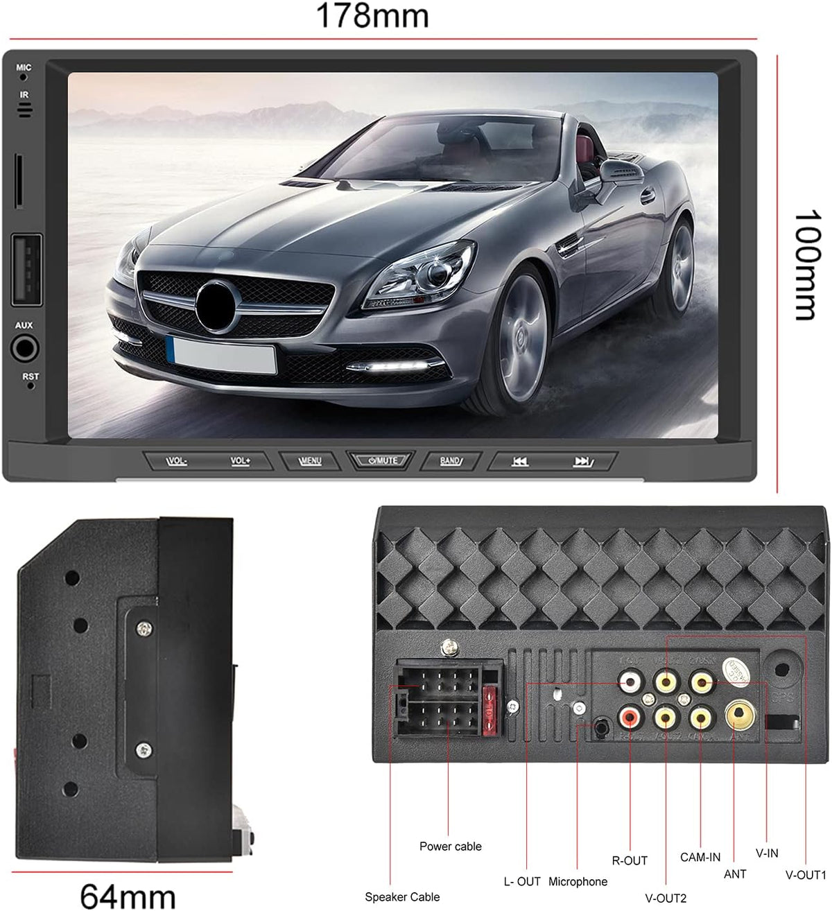 Double Din 7 Inch Touch Screen Car Stereo with Backup Camera S698716