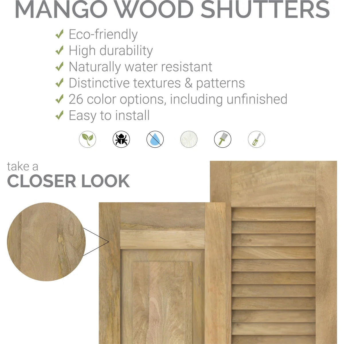 Black Wood Board-n-Batten Shutters S75547