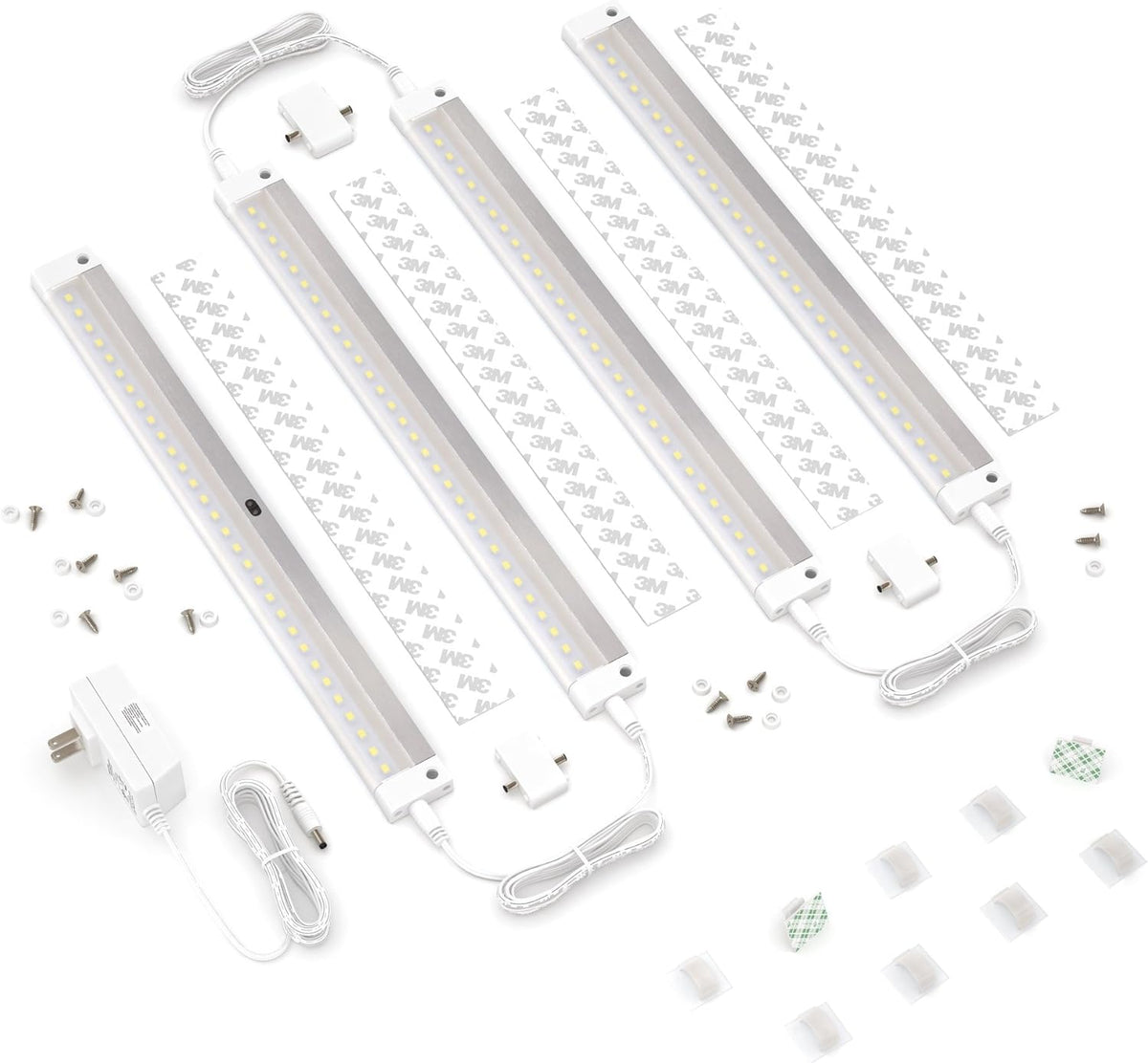 White Finish 4 Panels 12 Inch LED Dimmable Under Cabinet Lighting Kit K387