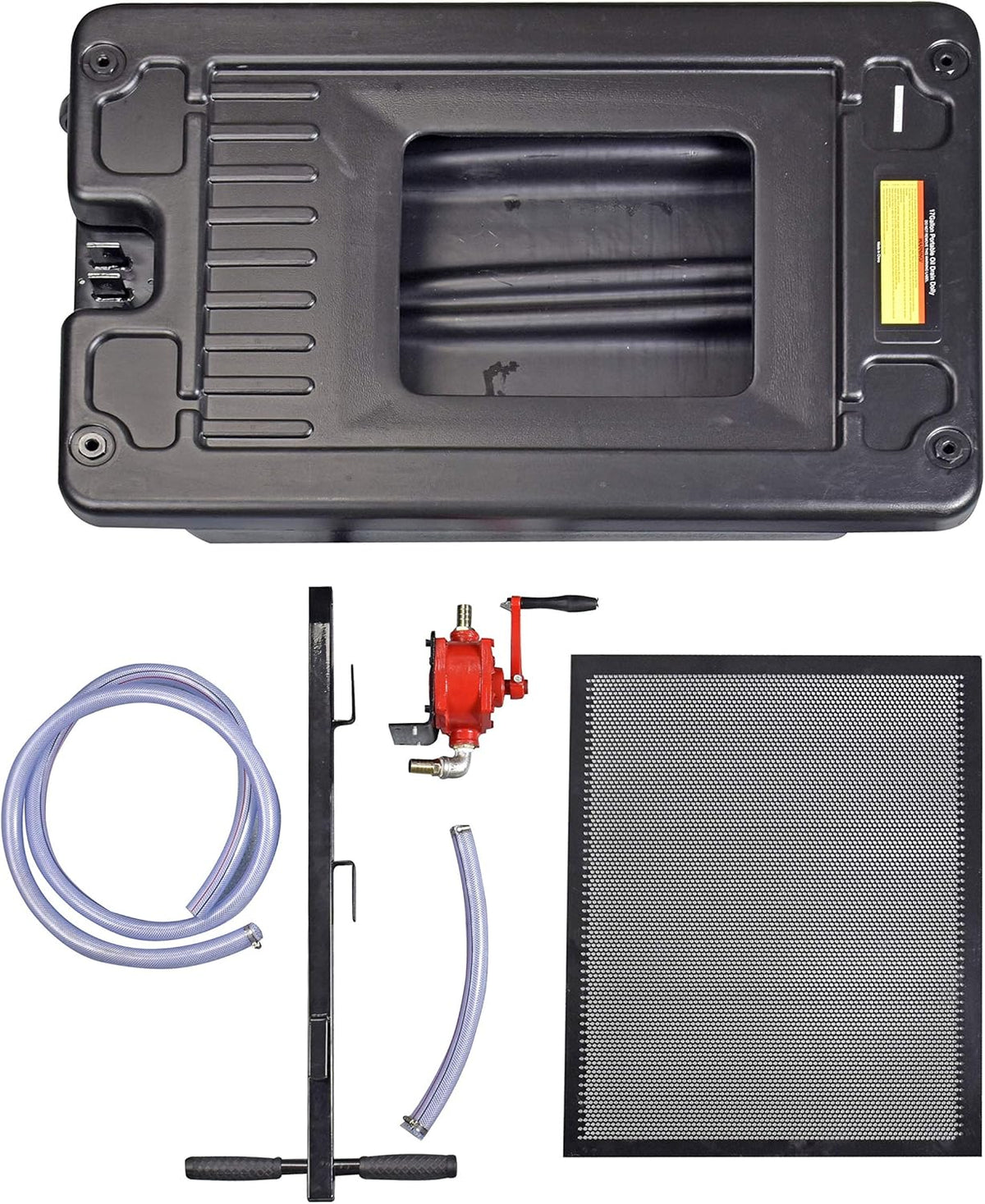 17 Gallon Low Profile Portable Oil Drain Pan with 8 Feet Evacuation Hose D216