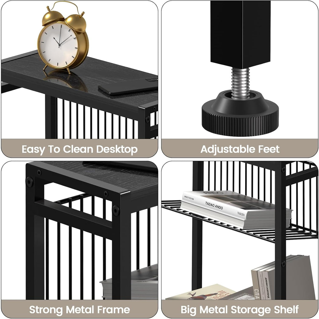 3-Tier Narrow Side Table with Magazine Holder I9307
