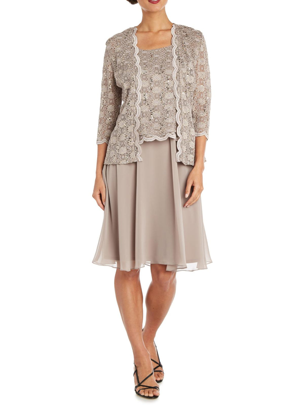 2 Piece Lace Dress and Jacket Set V7072