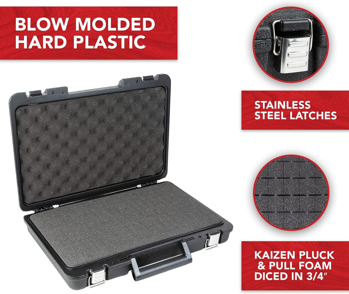 Universal Hard Carrying Case with Pick and Pluck Foam, 17 x 12 x 3 In. A4550