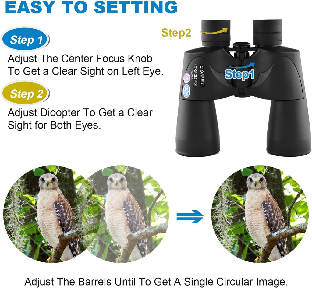 10x50 Waterproof Binoculars with Case and Strap U3562