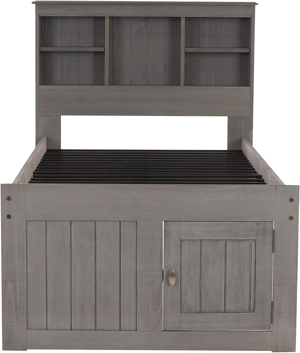 Charcoal Twin Bookcase Bed with 6 Drawers T111476