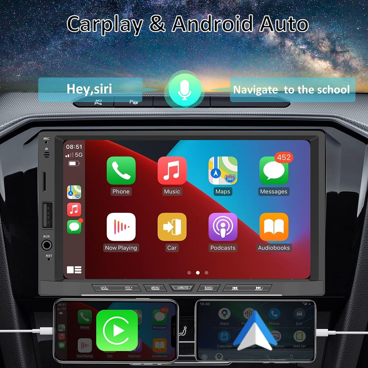 Double Din 7 Inch Touch Screen Car Stereo with Backup Camera S698716