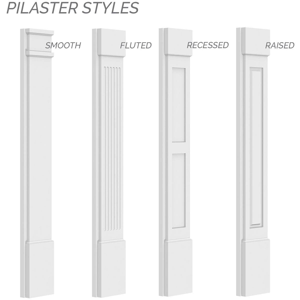 Plain PVC Pilaster with Standard Capital & Base (Pair) H2202