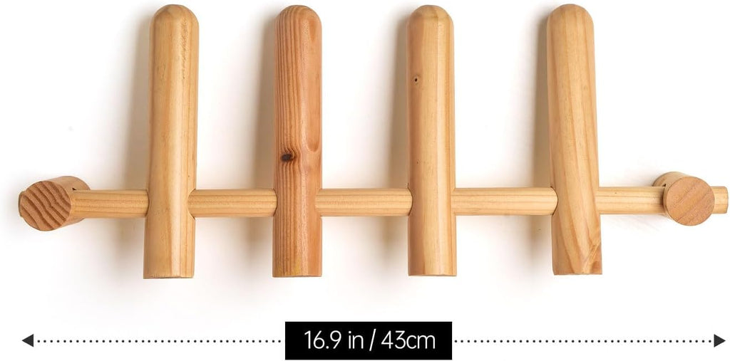 Wooden Wall Mounted Coat Rack with 4 Pegs G42394