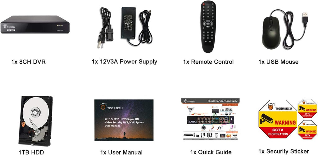 Super HD 1080P H.265+ 8-Channel Hybrid 4-in-1 DVR Security Recorder with 1TB Hard Drive C895557