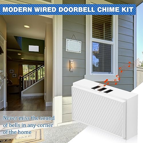 Wired Doorbell Chime Kit with 2 Lighted Metal Push Buttons, 16V 10VA 2 Sounds, Silver R84165