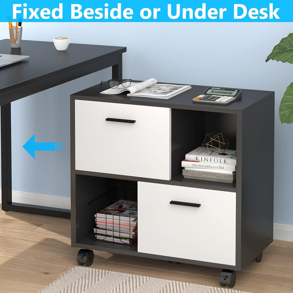2 Drawer Wood File Cabinet with Wheels K627260