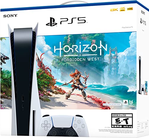 Playstation 5 Disc Version Console Horizon Forbidden West Bundle - 4K-TV Gaming, 16-GB GDDR6 RAM, 8K Output, WiFi 6, 825GB SSD E821784