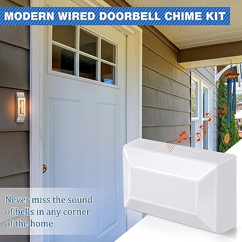 Wired Doorbell Chime Kit with 2 Lighted Metal Push Buttons, 16V 10VA 2 Sounds, Silver R84165